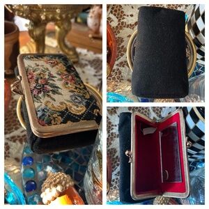Vintage Black and Gold Floral Cosmetic Case